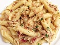 Mostaccioli Pasta With Smoked Salmon Royalty Free Stock Photo