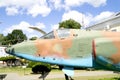 Jet fighter in the museum. Front view Royalty Free Stock Photo