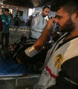 Photo-journalist Abed Rahim Khatib gets injured in his hand during the `Great March of Return` rally at Israel-Gaza border Royalty Free Stock Photo