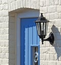 Kent cottage front wooden door street furniture lamp light lighting victorian brickwork windows home house