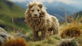 Felt Stop-motion Lion Toy In Photographic Weaving Style