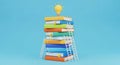 Knowledge Stack Books Lightbulbs and Ladders Royalty Free Stock Photo