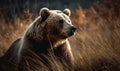 photo of Kodiak bear in its natural habitat. Generative AI