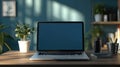 photo laptop screen on desk Royalty Free Stock Photo