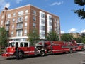 Big Firetruck Responding to a Fire at the Supermarket in Washington DC Royalty Free Stock Photo