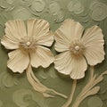 Organic Sculpted Wall Art With White Poppies