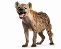 Photo of laughing hyena isolated on white background. Generative AI