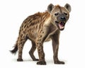 Photo of laughing hyena isolated on white background. Generative AI