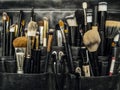 Bag of makeup brushes and apllicators