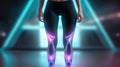 Photo With Led Yoga Pants Black Blurred Background. Generative AI Royalty Free Stock Photo