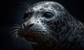 photo of leopard seal on dark background. Generative AI