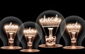 Light Bulbs with Business Process Concept Royalty Free Stock Photo