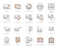 Photo line icon set. Image gallery, picture frame, printer, file resize, camera minimal vector illustrations. Simple