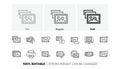 Photo line icons. Download picture, Print image, Photo camera icons. Edit image and Presentation. Line icons. Vector