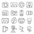 Photo line icons set on white background