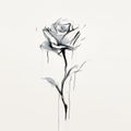 Minimalistic Black And White Rose Drawing: Conceptual Painting With Sensitive Brush Strokes