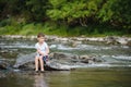 Photo of little boy fishing Royalty Free Stock Photo