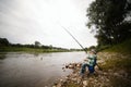 Photo of little boy fishing Royalty Free Stock Photo