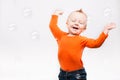 Photo of little boy, playing with soap b Royalty Free Stock Photo