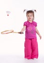 Photo of little girl playing badminton Royalty Free Stock Photo