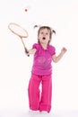 Photo of little girl playing badminton Royalty Free Stock Photo
