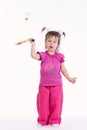 Photo of little girl playing badminton Royalty Free Stock Photo