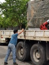 Photo of lorry crane operator.