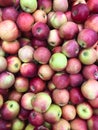 Photo lots of apples on the counter supermarket