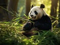 Lovely panda eating bamboo Made With Generative AI illustration