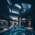 Ai generated a luxurious indoor swimming pool in a contemporary home Royalty Free Stock Photo