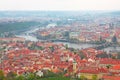 Panorama to the city of Prague, Charles Bridge over the Vltava r Royalty Free Stock Photo