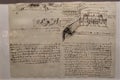 Italy, Milan - June 2023 - Leonardo da Vinci's drawings and notes in the museum