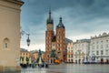 Photo of the main square of Krakow on a rainy Royalty Free Stock Photo