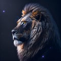 Ai generated a majestic lion with a starry night background