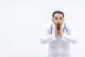 Photo of male mature doctor posing at camera with a stethoscope. Royalty Free Stock Photo