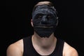 Photo of the man in handmade mask Royalty Free Stock Photo