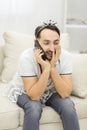 Photo of man talking over the phone with positive espression.