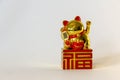 Maneki Neko - Japanese welcoming cat - with clipping path Royalty Free Stock Photo