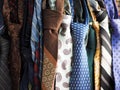 . Photo of many different ties neckties. Second hand. Royalty Free Stock Photo
