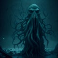 Ai generated massive octopus emerging from the water