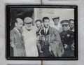 Photo of matador Antonio Ordonez Araujo and friend Ernest Hemingway inside the tasting room of Molino El Vinculo. Royalty Free Stock Photo