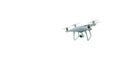 Photo Matte Generic Design Modern Remote Control Air Drone Flying with action camera. Isolated on Blank White Background