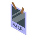 Photo memo card icon, isometric style