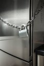 Photo of metal chain on fridge Royalty Free Stock Photo