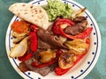Mexican Cecina With Red Pepper, Spring Onion, Salsa, Tortilla and Guacamole Royalty Free Stock Photo