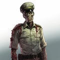 Zombie Patrol Officer: Edgy Caricature Illustration In Loish Style