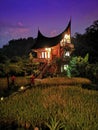 Photo of Minangkabau building at night