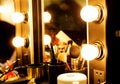 Mirror with light bulbs for make-up Royalty Free Stock Photo