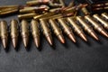 Photo of 5.56mm Ammunition, machine gun bullets belt