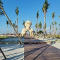 Photo of the Moana statue at the Aloha Beach tourist spot in Jakarta, Indonesia.